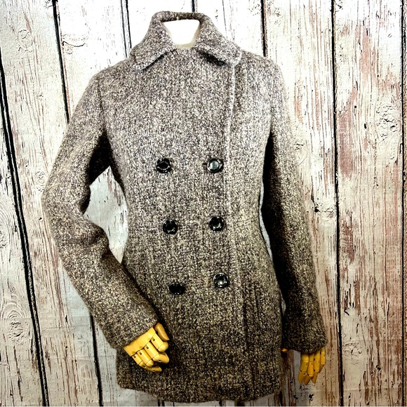 Calvin Klein Jackets & Blazers - Calvin Klein Wool Blend Herringbone Trench Pea Coat Tweed Jacket Size 4 GUC